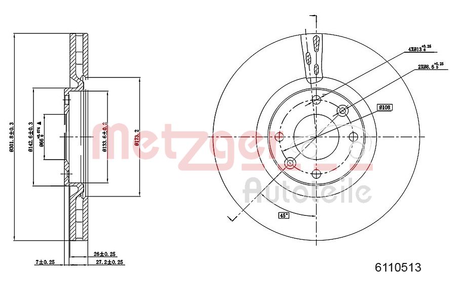 METZGER 6110513 GREENPARTS Bremsscheibe