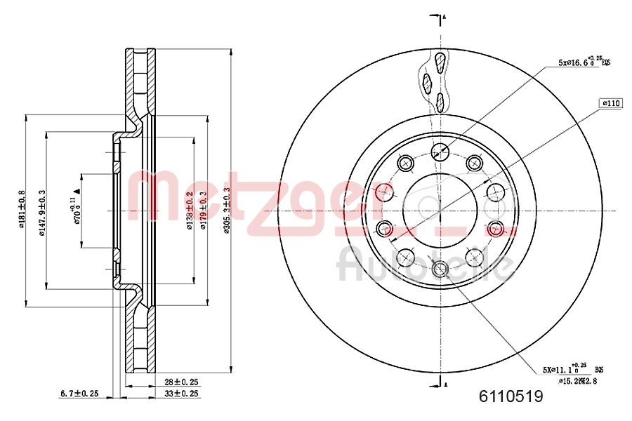 METZGER 6110519 Bremsscheibe