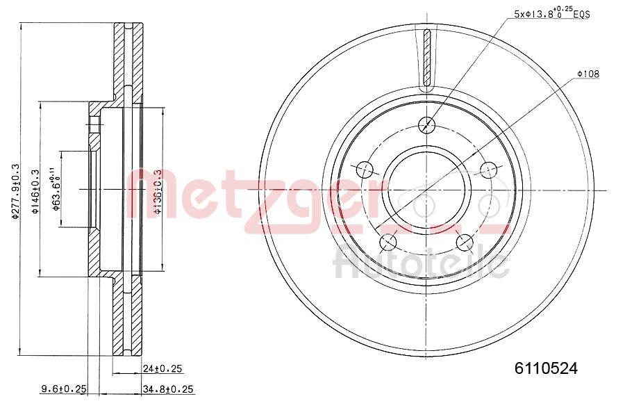 METZGER 6110524 Bremsscheibe
