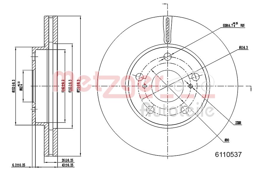 METZGER 6110537 Bremsscheibe