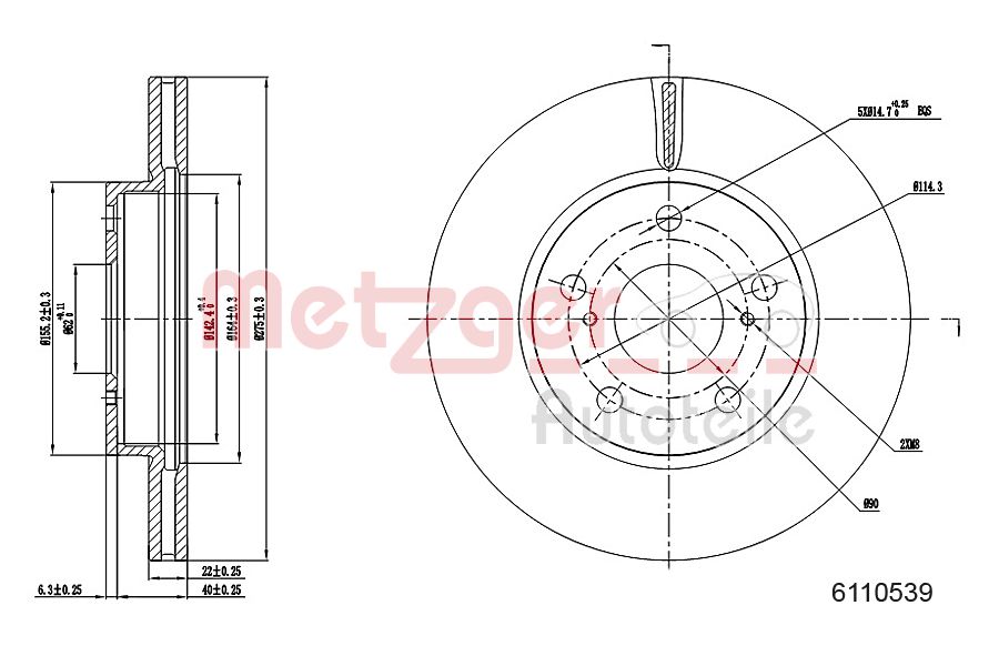 METZGER 6110539 Bremsscheibe