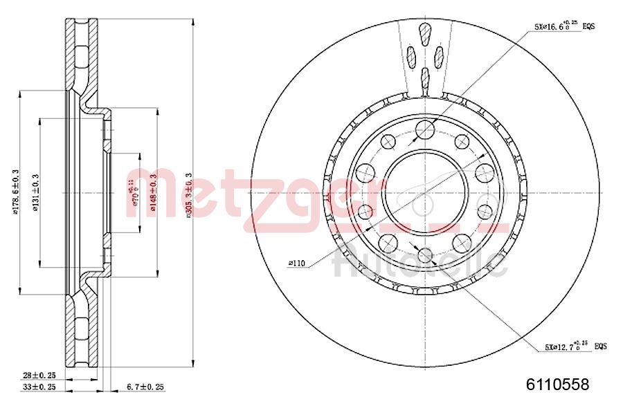 METZGER 6110558 Bremsscheibe