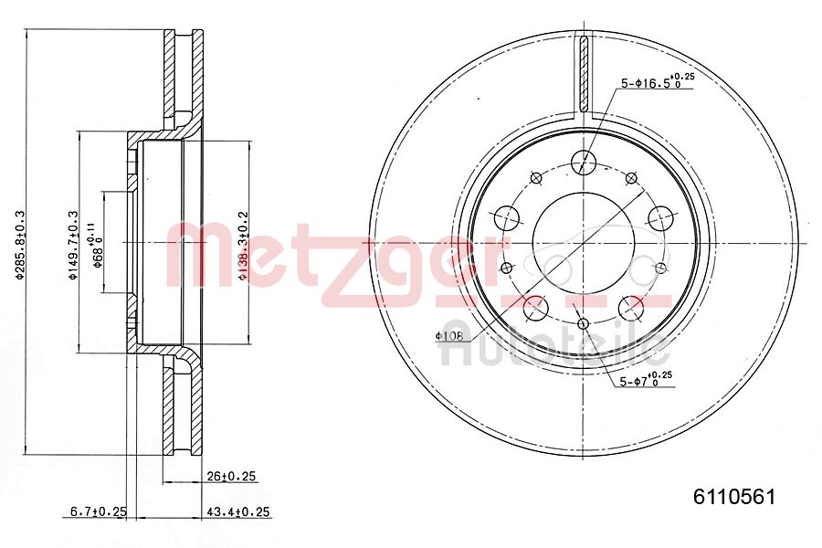 METZGER 6110561 Bremsscheibe