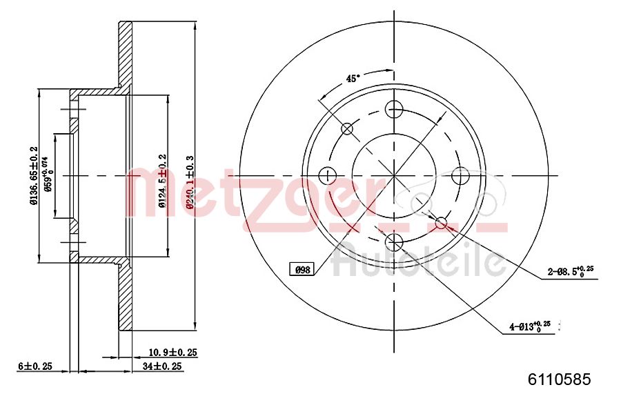 METZGER 6110585 Bremsscheibe