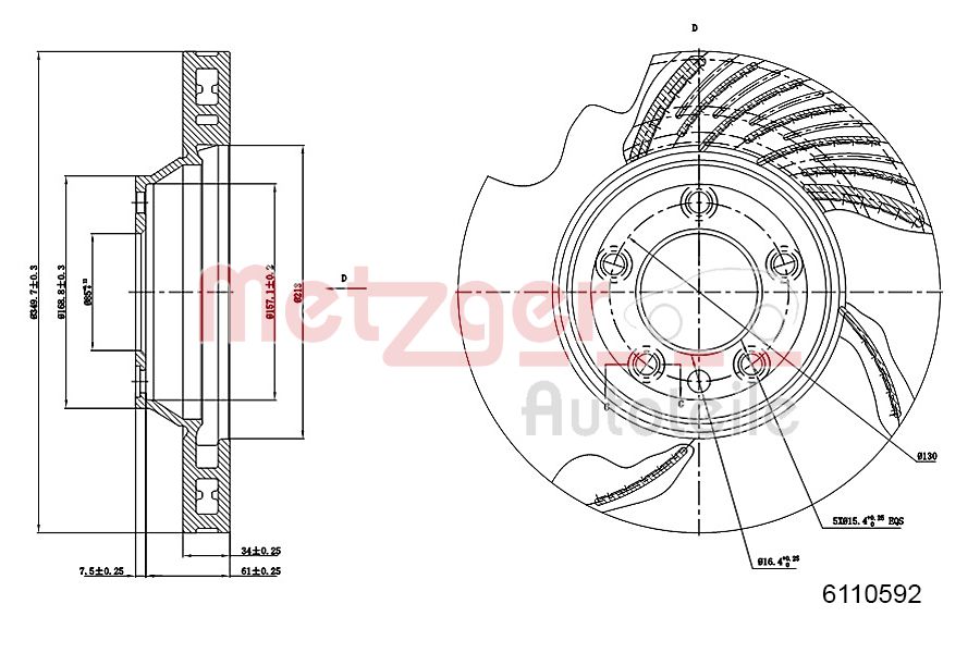 METZGER 6110592 GREENPARTS Bremsscheibe