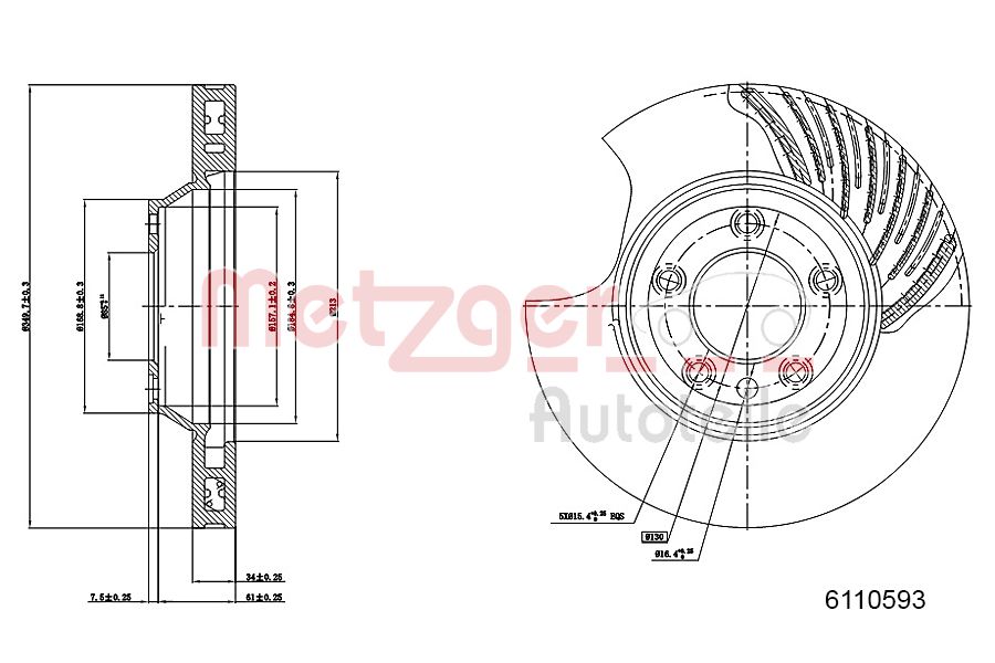 METZGER 6110593 GREENPARTS Bremsscheibe