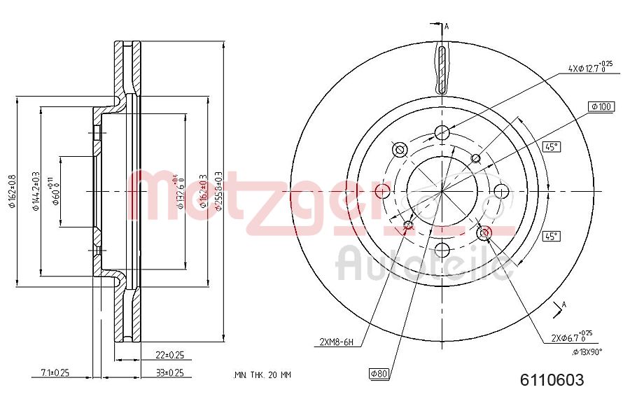 METZGER 6110603 Bremsscheibe