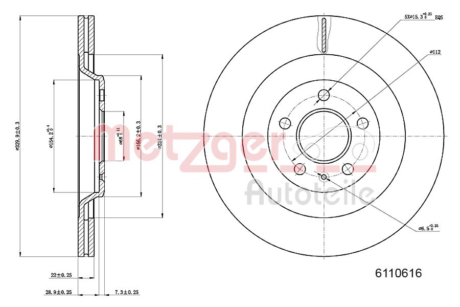 METZGER 6110616 GREENPARTS Bremsscheibe