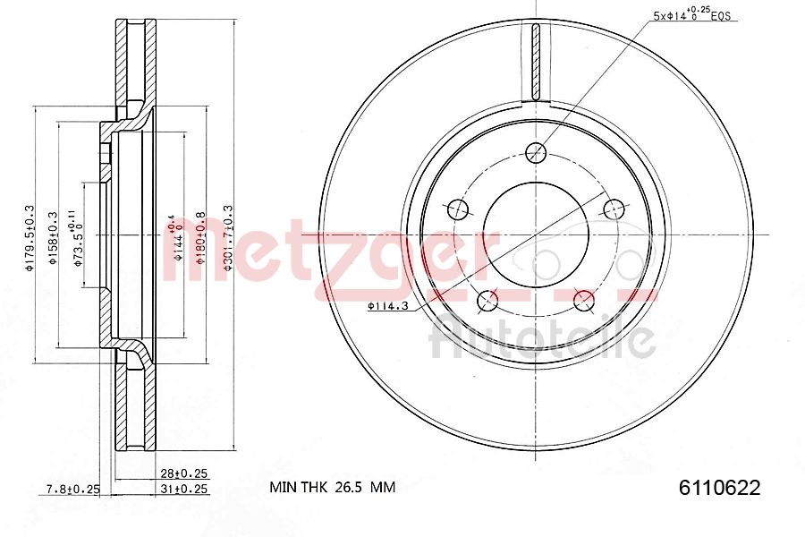 METZGER 6110622 Bremsscheibe