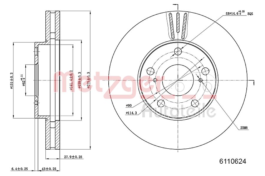 METZGER 6110624 Bremsscheibe