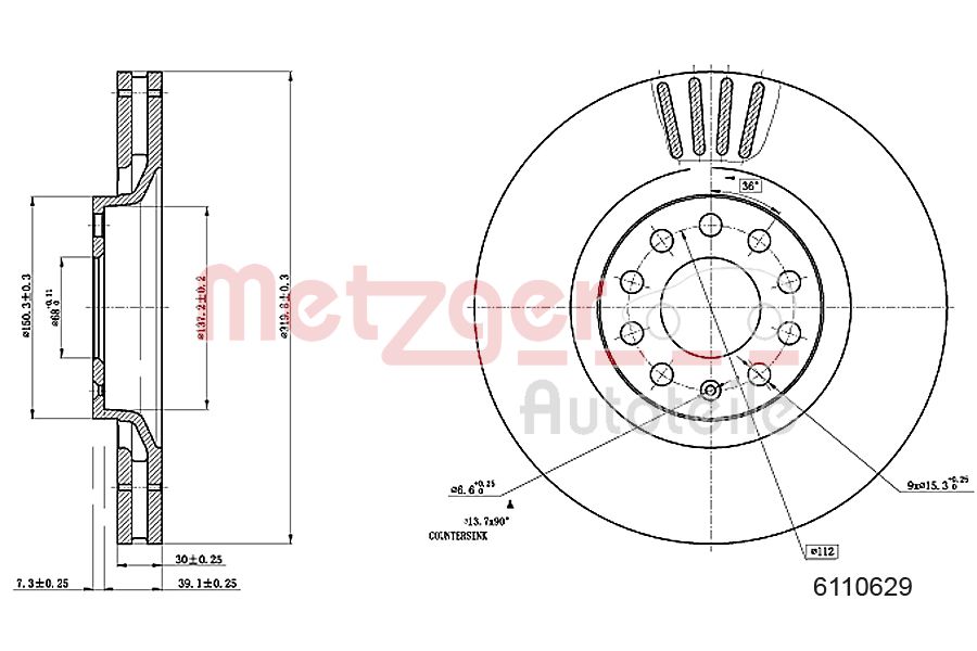 METZGER 6110629 Bremsscheibe