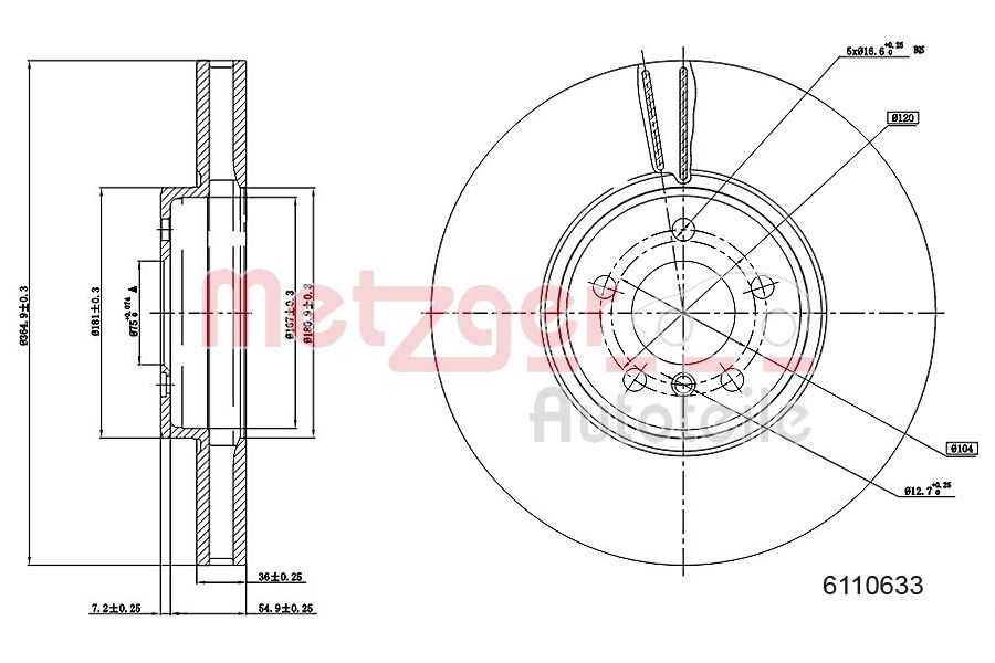 METZGER 6110633 Bremsscheibe