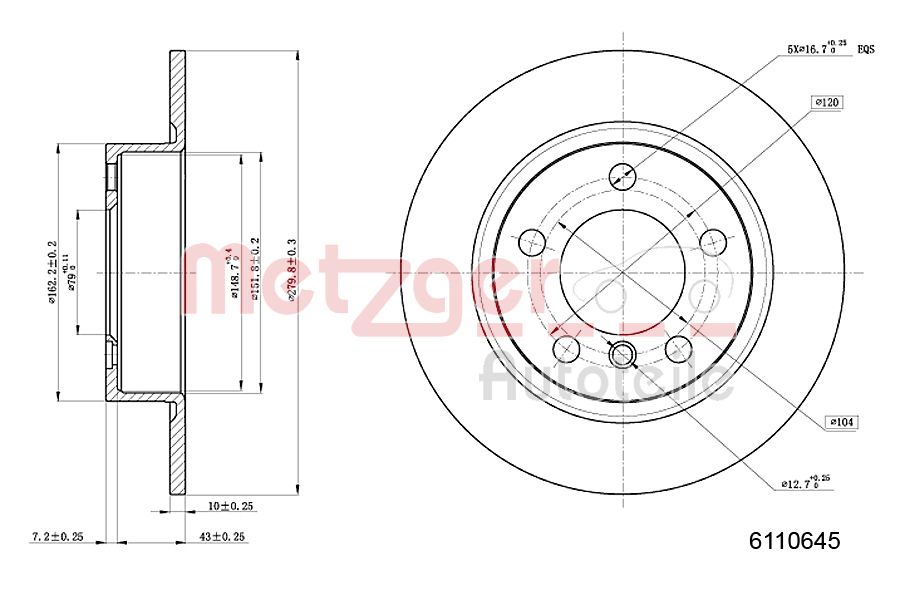 METZGER 6110645 Bremsscheibe