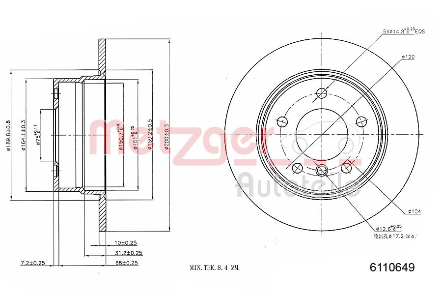 METZGER 6110649 Bremsscheibe