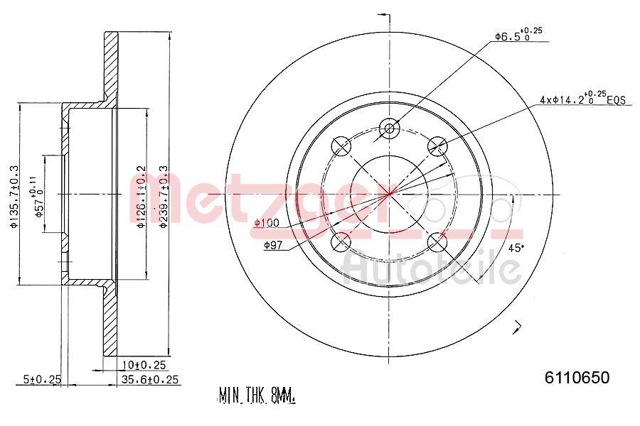 METZGER 6110650 Bremsscheibe