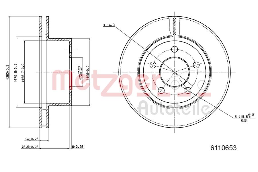 METZGER 6110653 Bremsscheibe