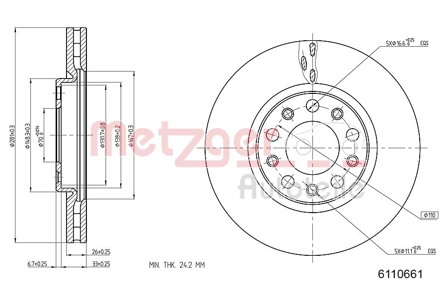 METZGER 6110661 Bremsscheibe