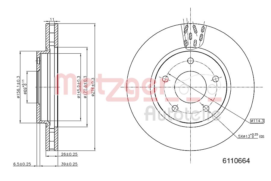 METZGER 6110664 Bremsscheibe