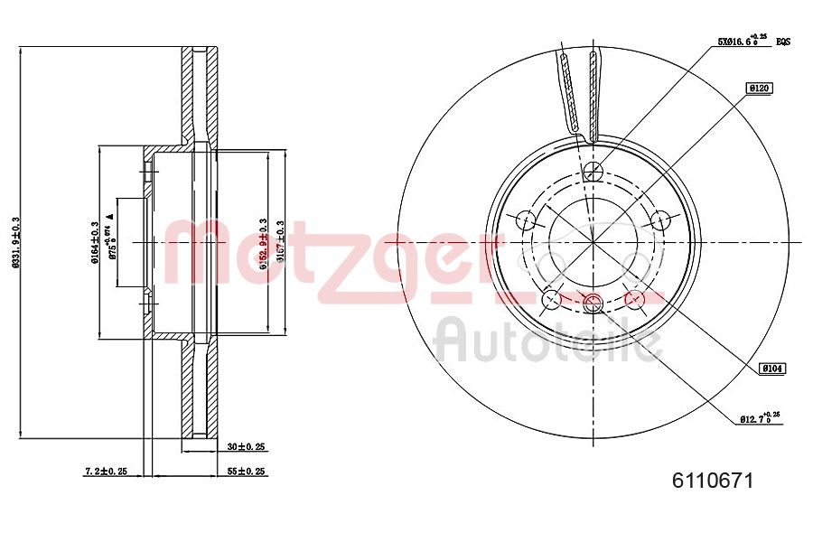 METZGER 6110671 GREENPARTS Bremsscheibe