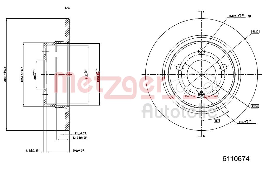 METZGER 6110674 Bremsscheibe
