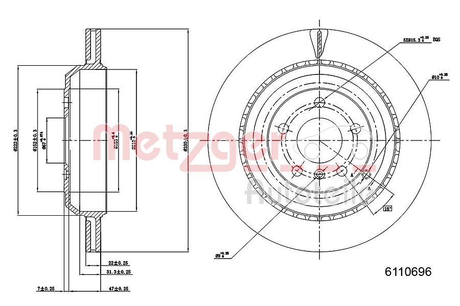METZGER 6110696 Bremsscheibe
