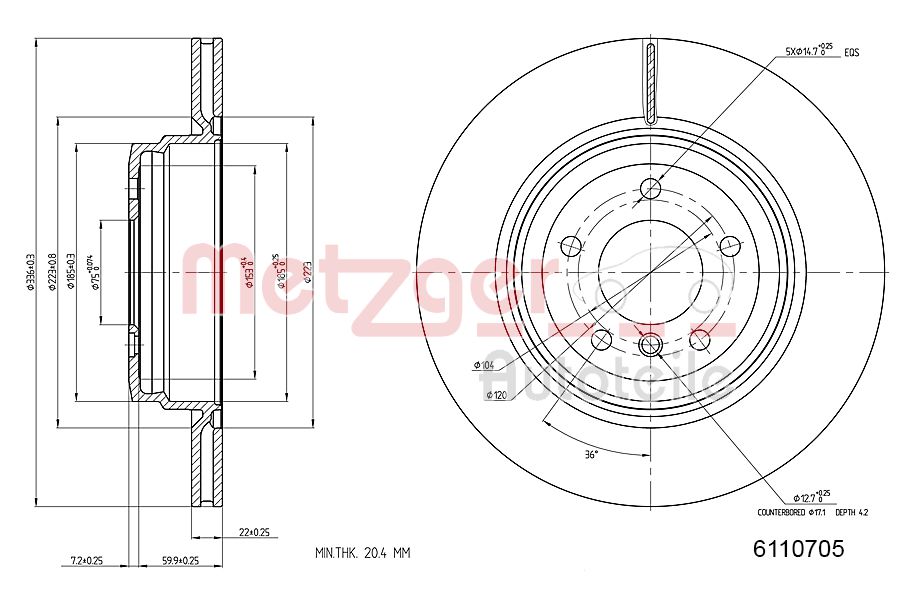 METZGER 6110705 Bremsscheibe