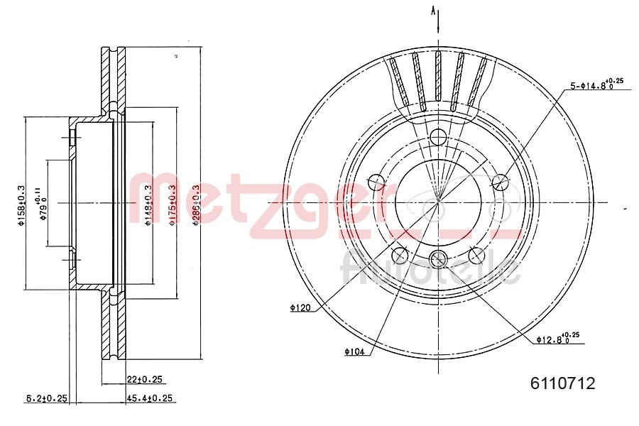 METZGER 6110712 Bremsscheibe