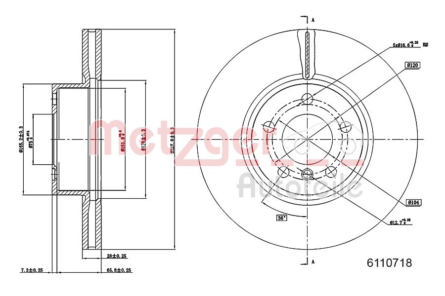 METZGER 6110718 Bremsscheibe
