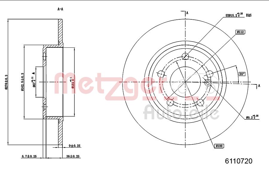 METZGER 6110720 Bremsscheibe