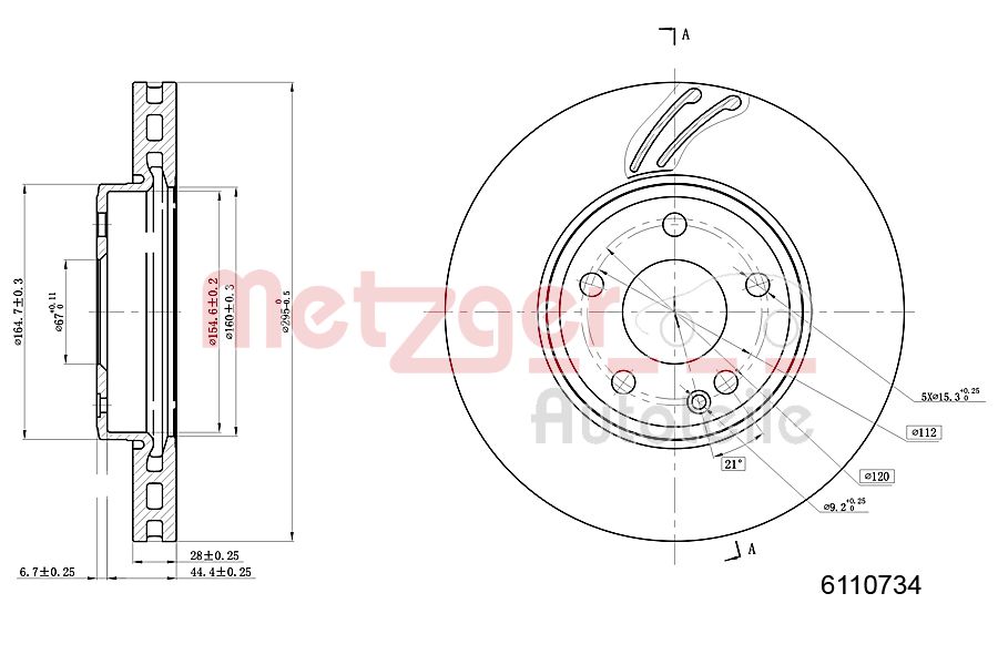 METZGER 6110734 Bremsscheibe