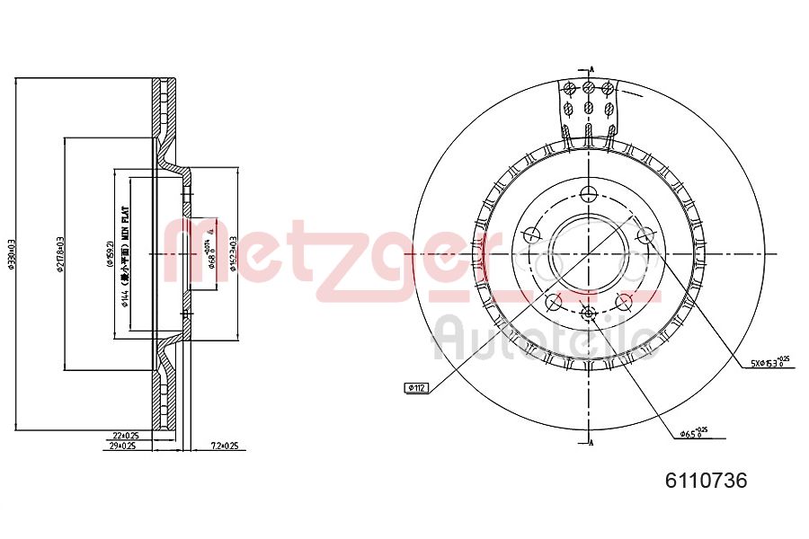 METZGER 6110736 GREENPARTS Bremsscheibe