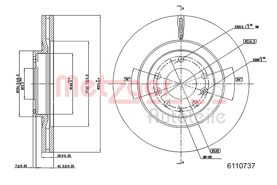 METZGER 6110737 Bremsscheibe