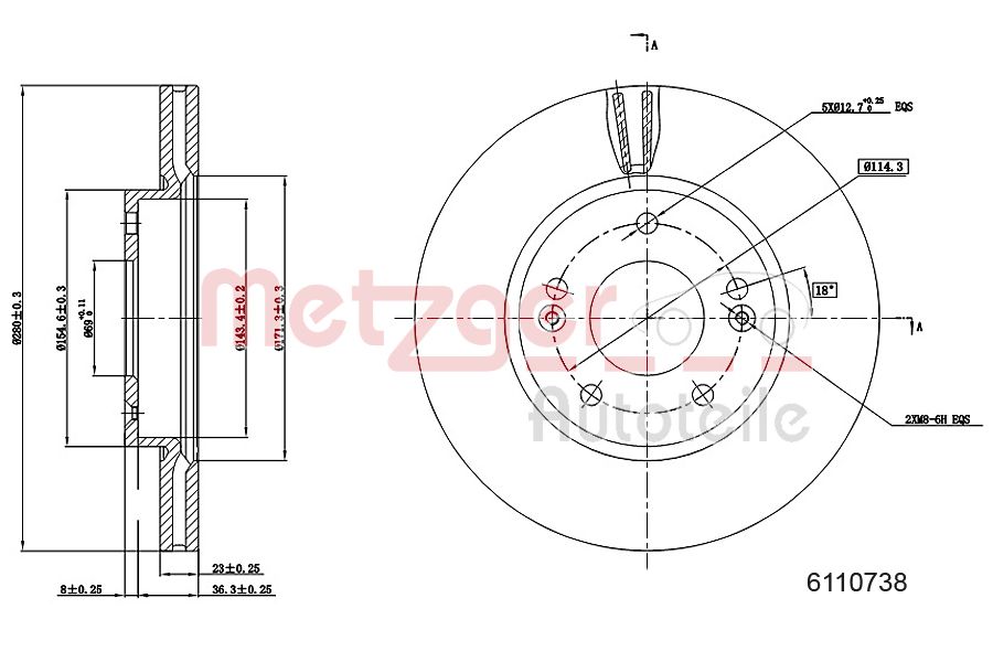 METZGER 6110738 Bremsscheibe