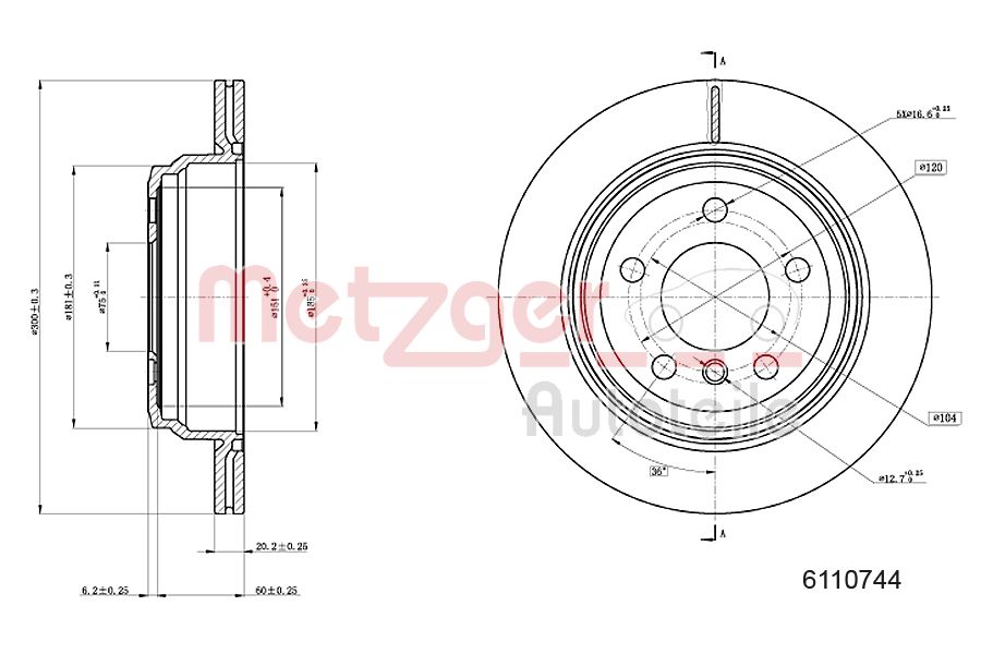 METZGER 6110744 GREENPARTS Bremsscheibe