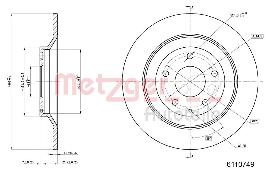 METZGER 6110749 Bremsscheibe