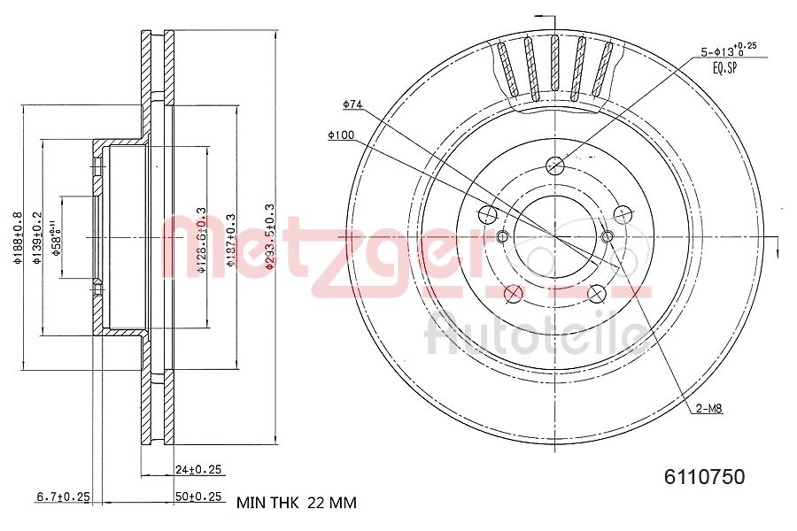 METZGER 6110750 Bremsscheibe