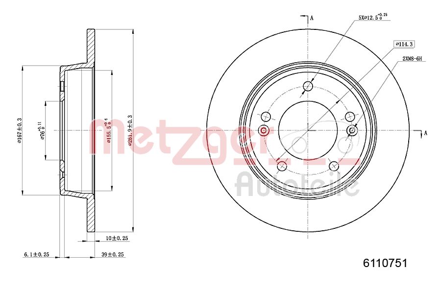METZGER 6110751 GREENPARTS Bremsscheibe