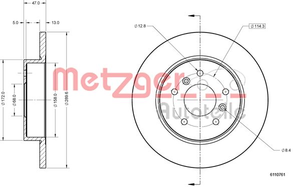 METZGER 6110761 Bremsscheibe