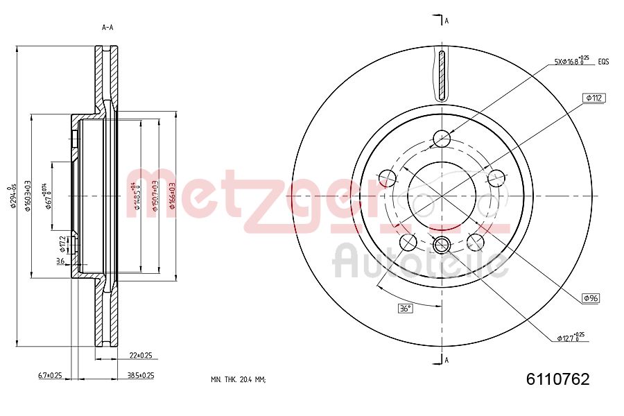 METZGER 6110762 GREENPARTS Bremsscheibe