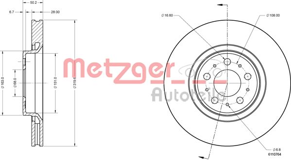 METZGER 6110764 Bremsscheibe