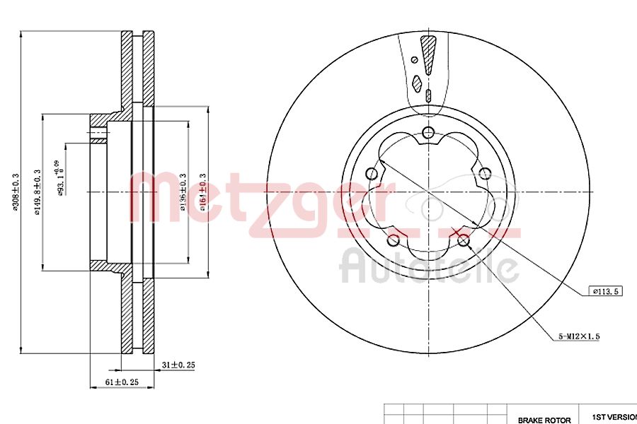 METZGER 6110767 Bremsscheibe