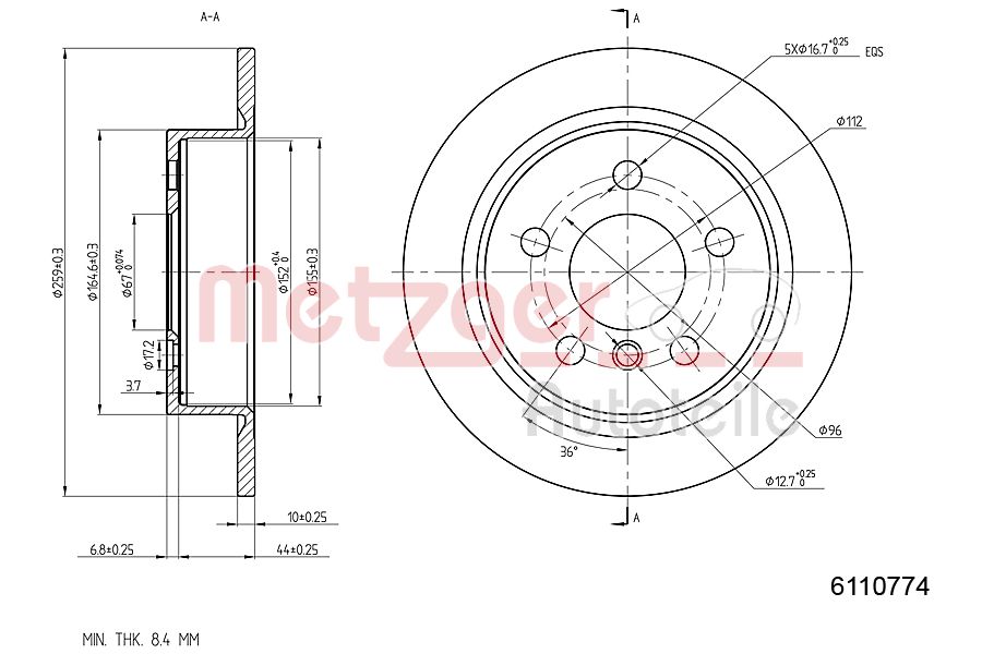 METZGER 6110774 Bremsscheibe