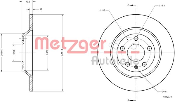 METZGER 6110778 Bremsscheibe