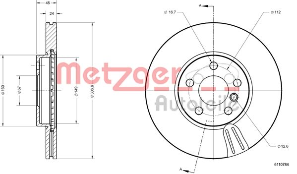 METZGER 6110784 Bremsscheibe