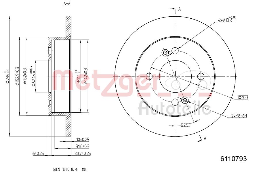 METZGER 6110793 Bremsscheibe