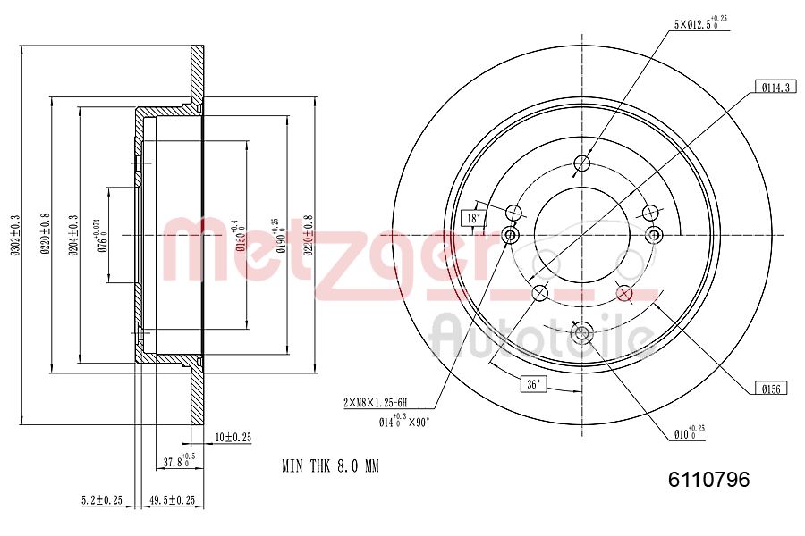 METZGER 6110796 Bremsscheibe