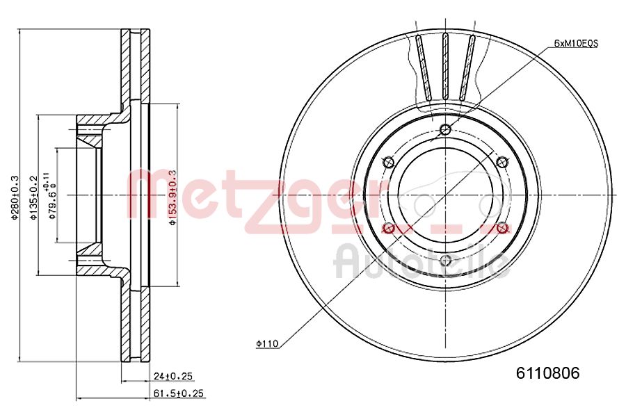METZGER 6110806 Bremsscheibe