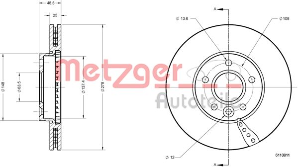 METZGER 6110811 Bremsscheibe