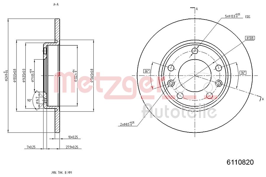METZGER 6110820 Bremsscheibe