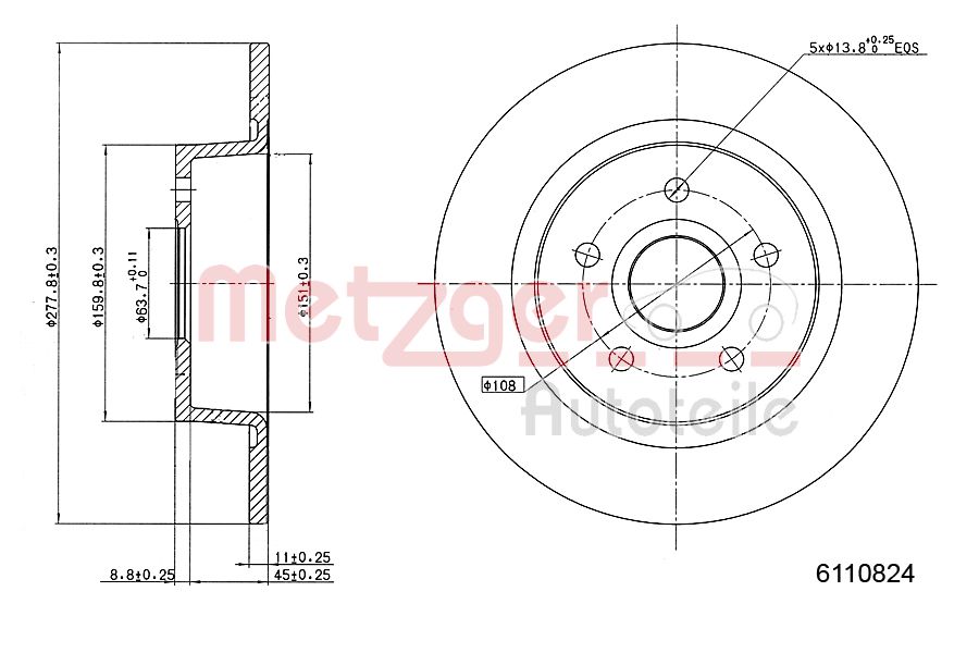 METZGER 6110824 Bremsscheibe